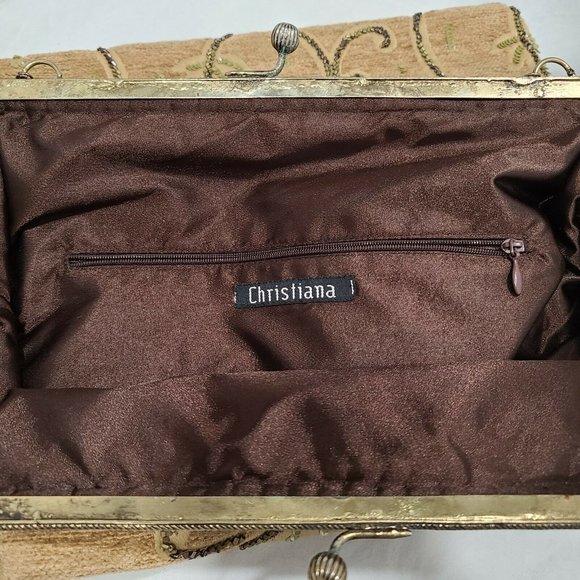 Christiana Beaded Purse Handbag Satchel Large VTG - Picture 9 of 12